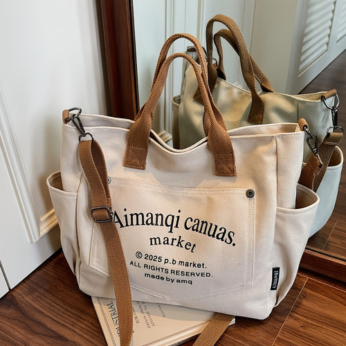 Commuting Shoulder Bag, Tote Bag, Crossbody Bag, Original Design, Thickened Canvas Bag, Niche Bag Series, Lazy Style, Cloth Bag, Suitable for Street
