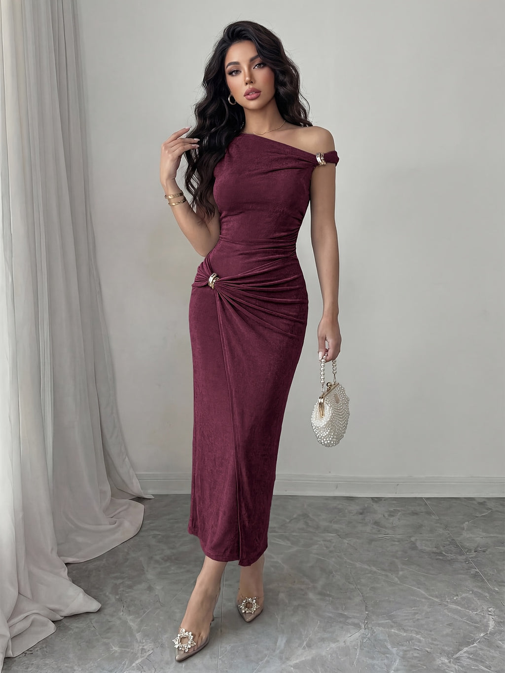 Off-Shoulder Midi Dress