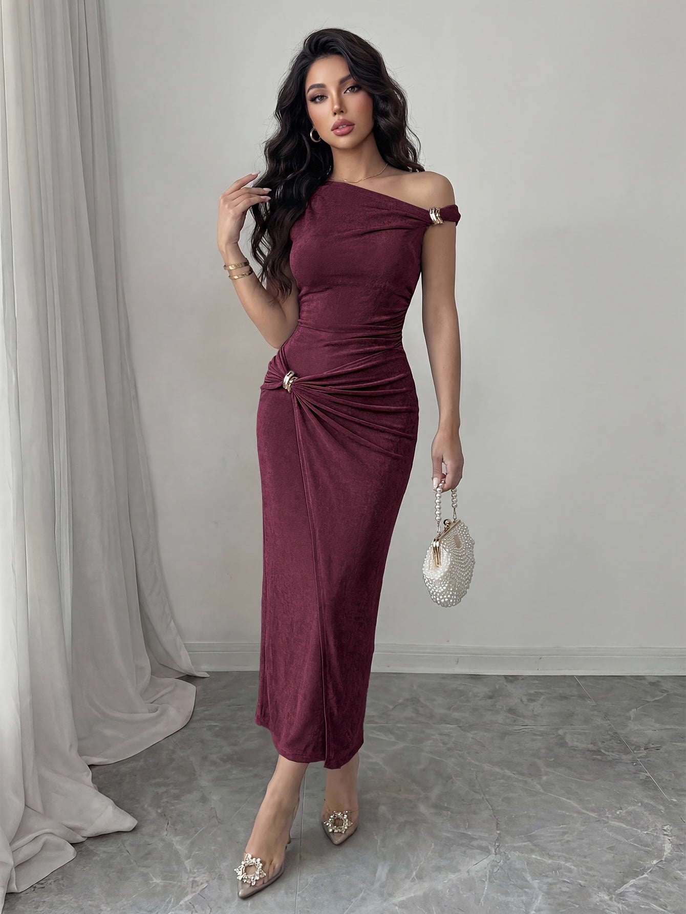 Off-Shoulder Midi Dress