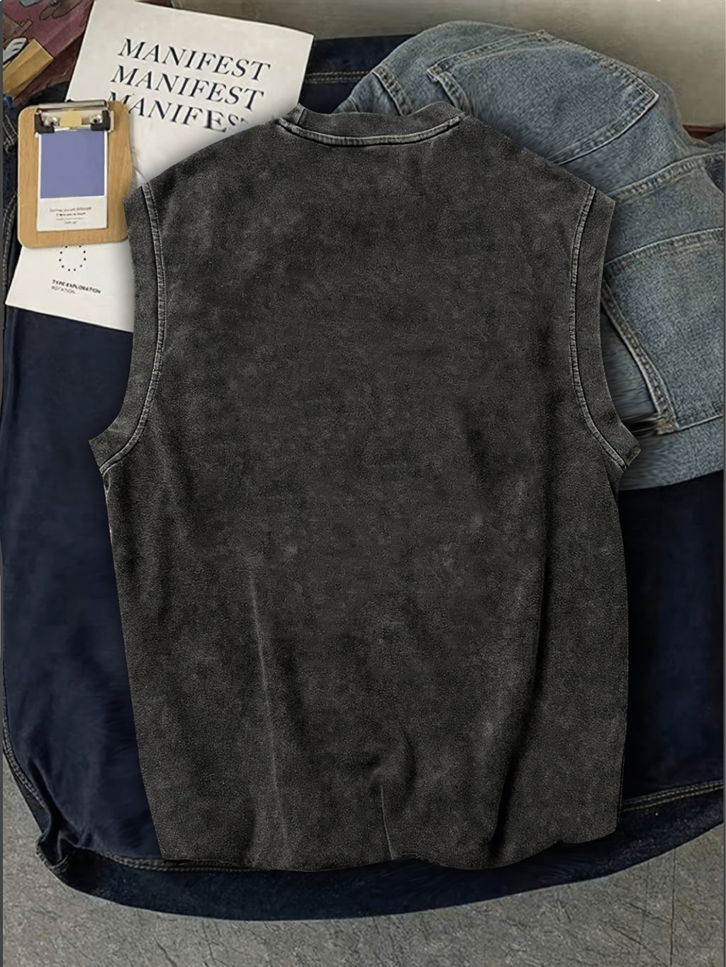 Men'S Sleeveless Pure Tank Top with a Vintage American Western Style, Featuring a Relaxed Fit That Is Breathable And Skin-Friendly, Perfect for Everyday Outings And Versatile Layering