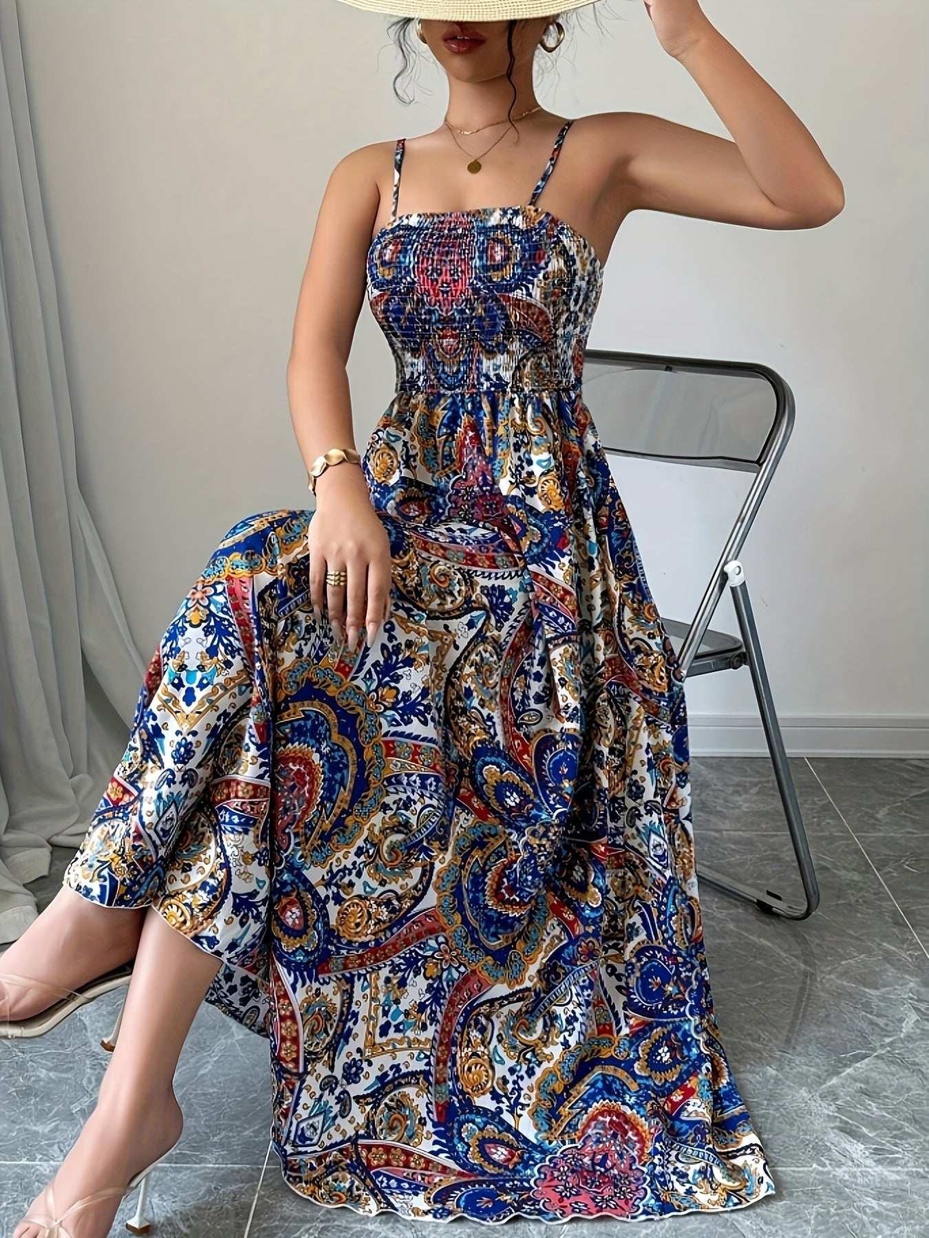 Paisley Print Beach Maxi Dress
