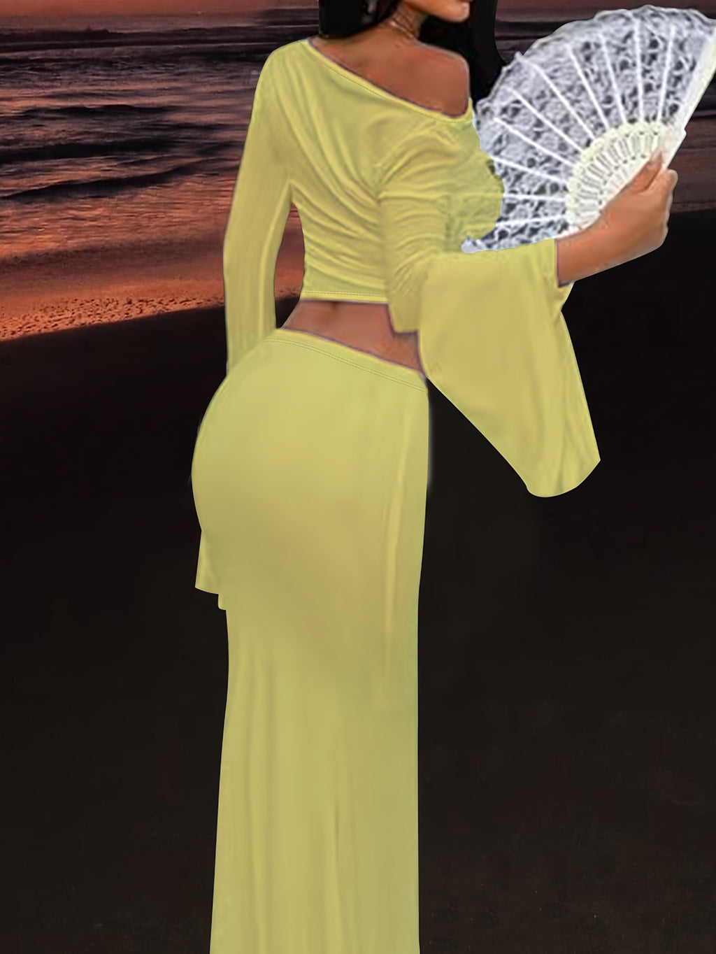 Women's Long Sleeve T-Shirt & Long Skirt 2-Piece Set