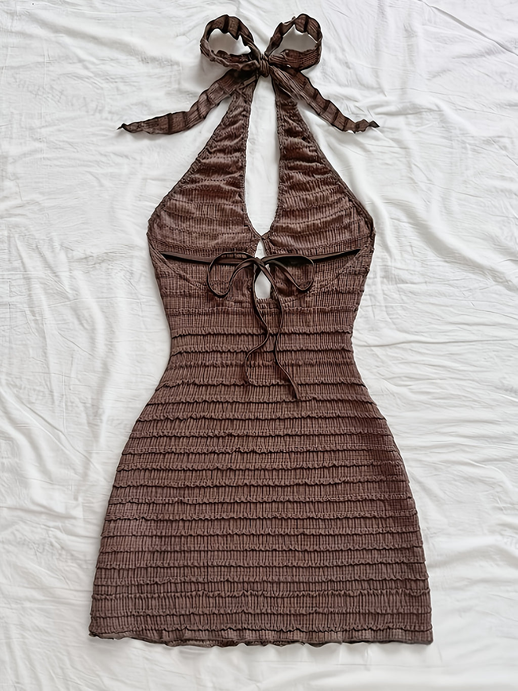 Women's Hollow-Out V-Neck Backless Bodycon Dress