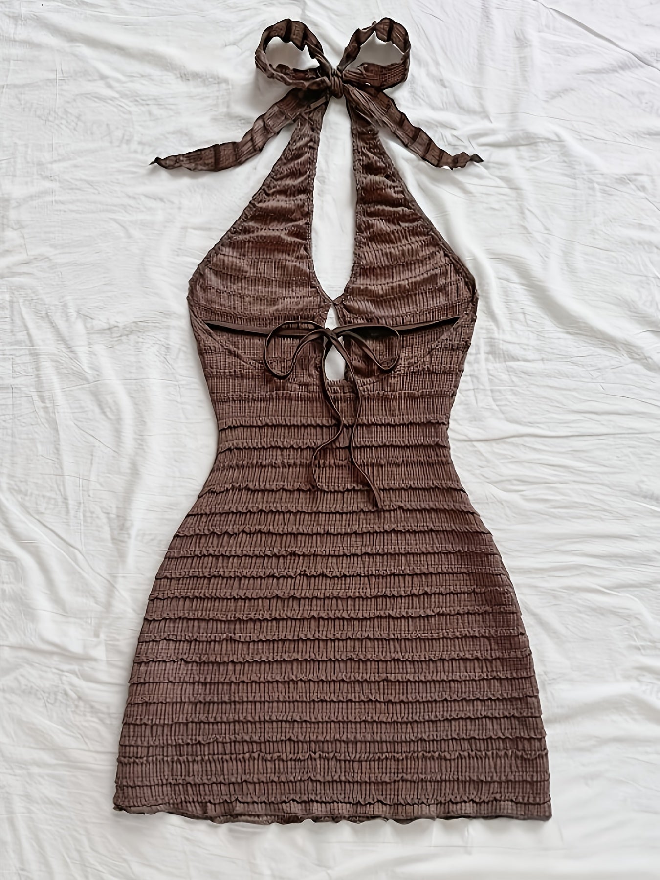 Women's Hollow-Out V-Neck Backless Bodycon Dress