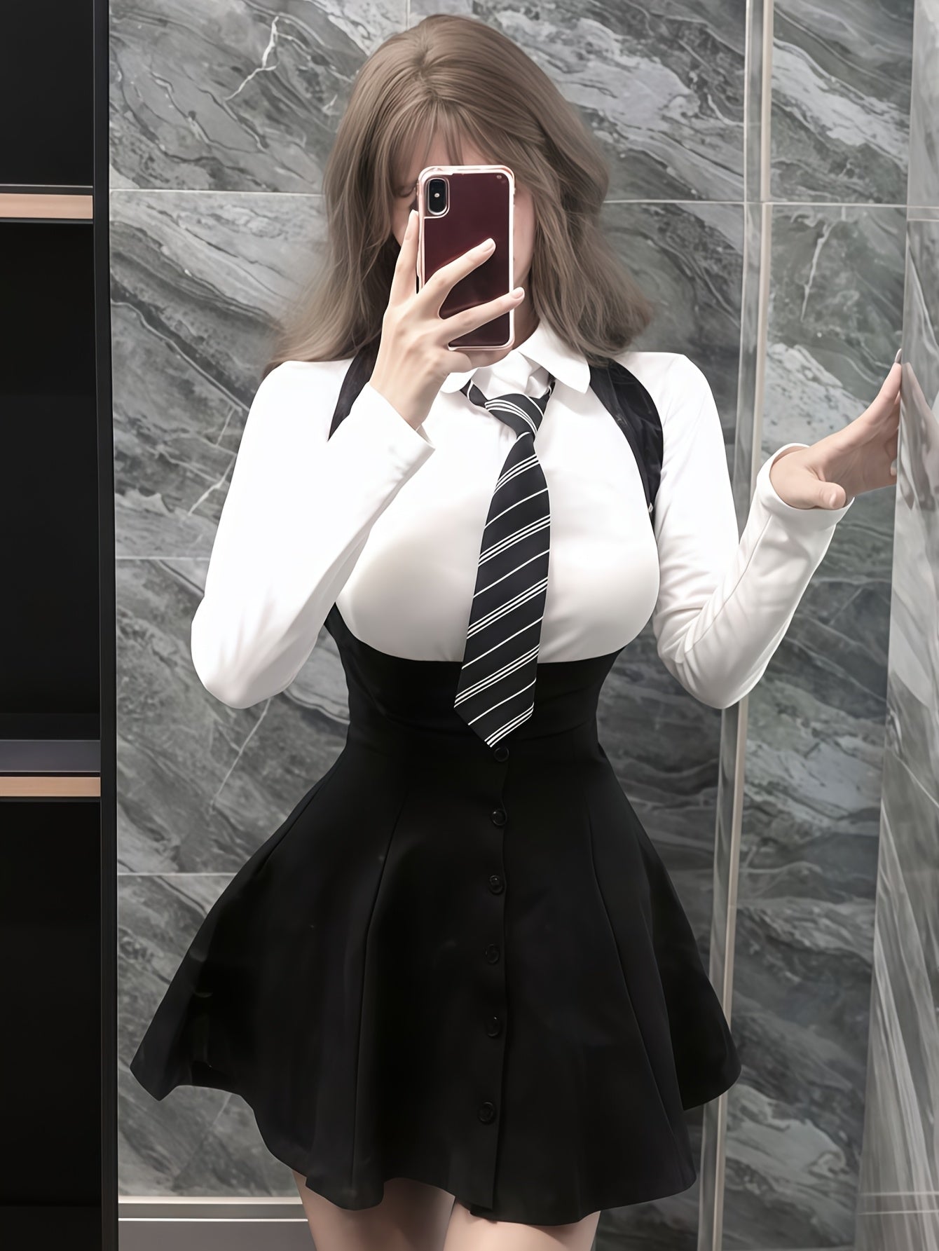 Suspender Skirt & Long-Sleeve Top Set