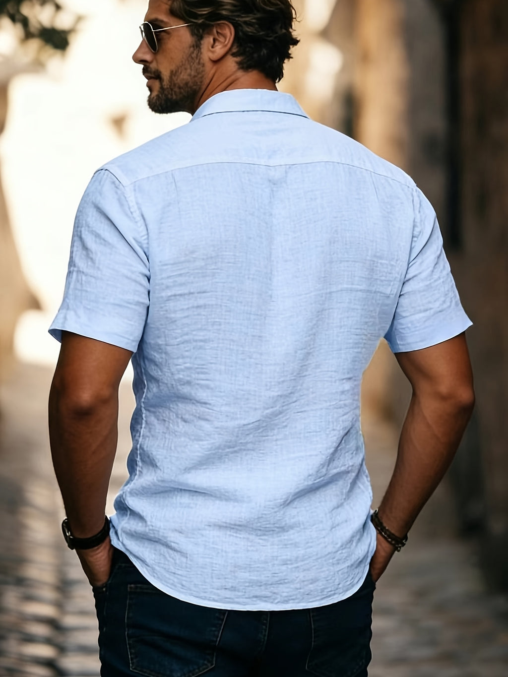Men's, Pure Cotton, Casual, Fashionable, Beach Shirt, Sand Shirt, Button-Up Shirt
