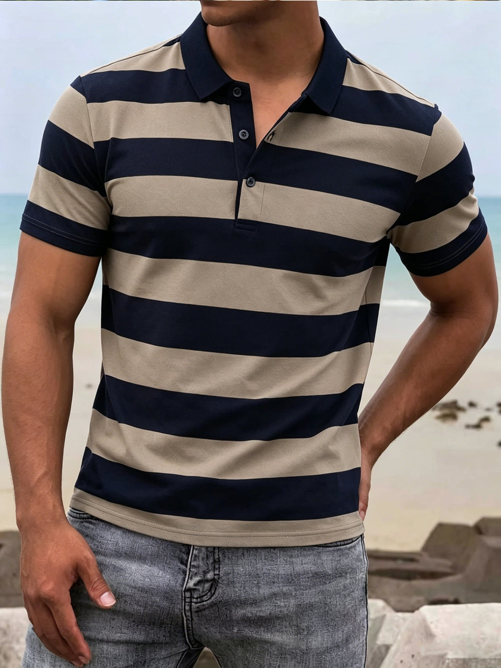 Men's Premium Cotton Lapel Polo Shirt