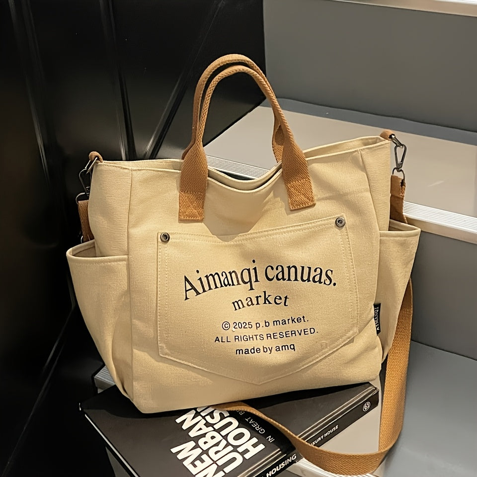 Commuting Shoulder Bag, Tote Bag, Crossbody Bag, Original Design, Thickened Canvas Bag, Niche Bag Series, Lazy Style, Cloth Bag, Suitable for Street