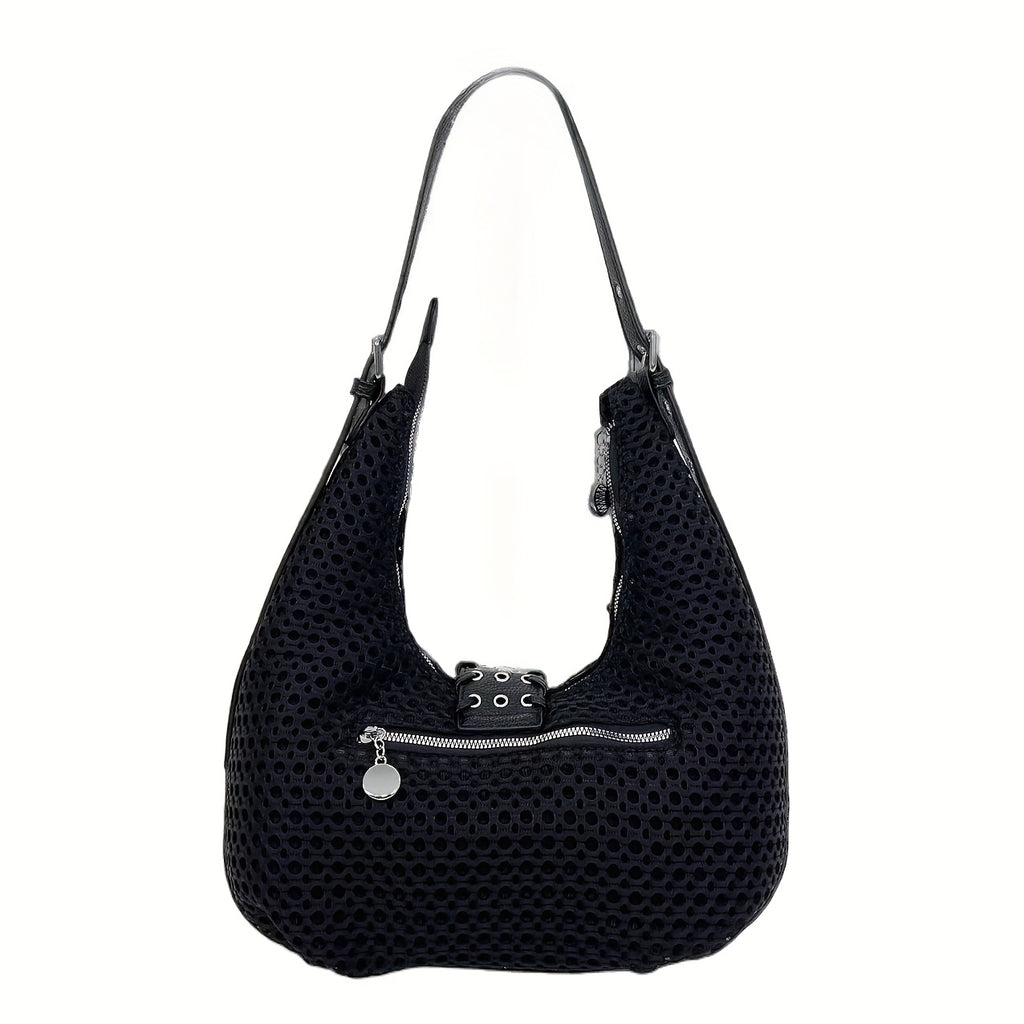 Women's Y2K Mesh Splicing Rivet Bucket Crossbody Bag