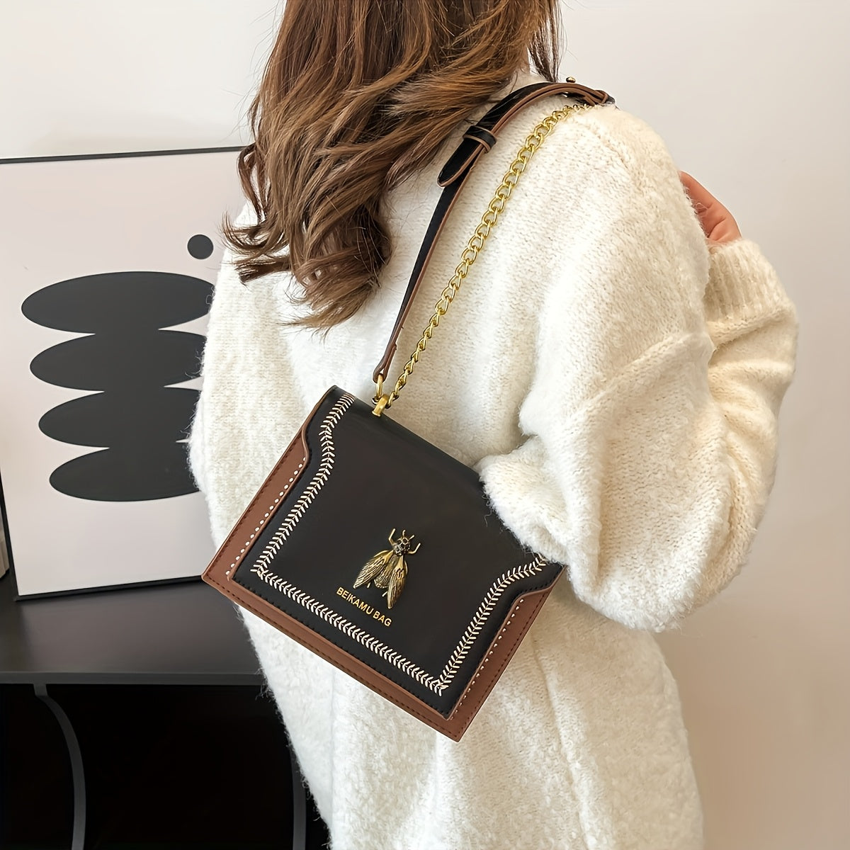 Bag Influencer Same Style Chain Bag Women'S Crossbody Bag 2025 Spring New Trendy Versatile Shoulder Bag Chic Premium Texture Small Square Bag