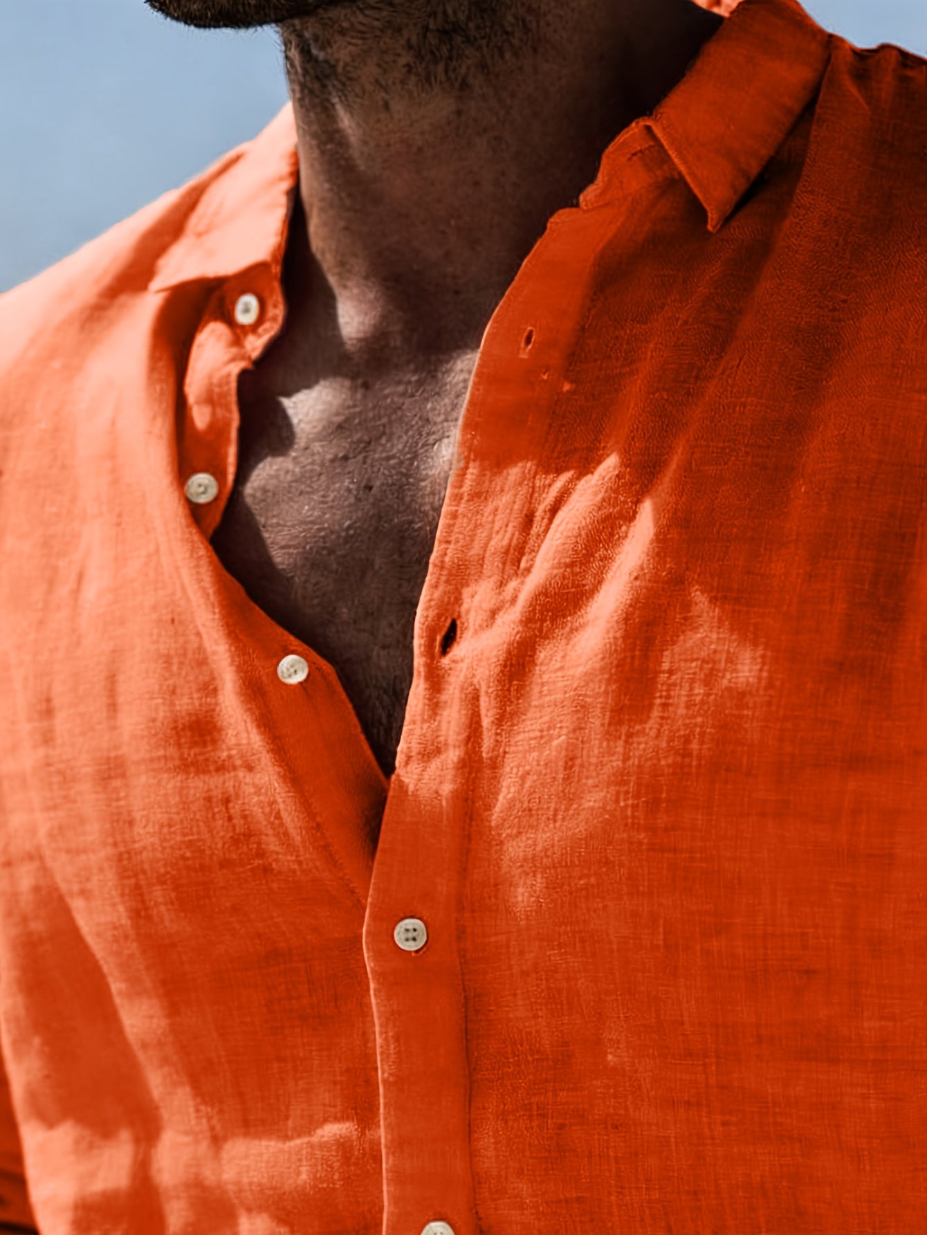 Men's Solid Lapel Button Long Sleeve Casual Shirt