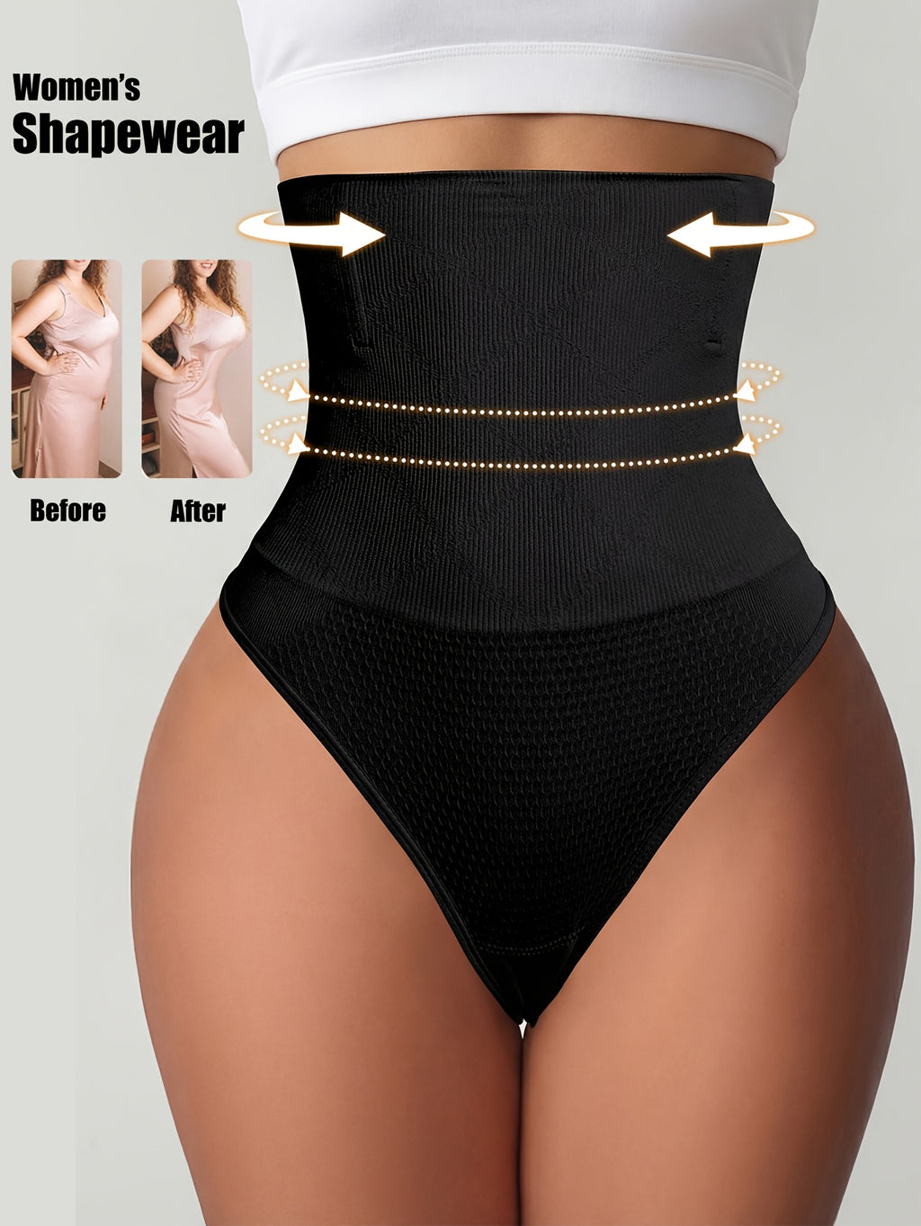 Women's High Waist Seamless Tummy Control Thong Shapewear