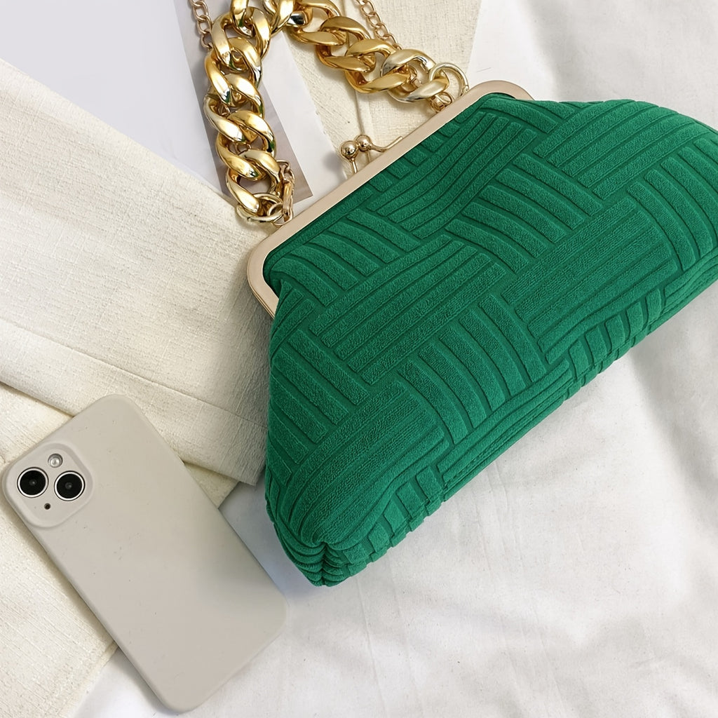 Minimalist Fashion Suede Women'S Shoulder Bag with Clasp Closure, Shoulder/Handheld Option, Suede Bag Purse