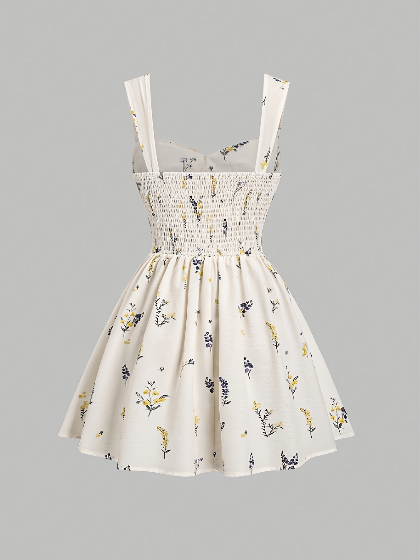 Women's Vacation Beach Wide Strap Pleated Bow A-Line Mini Dress