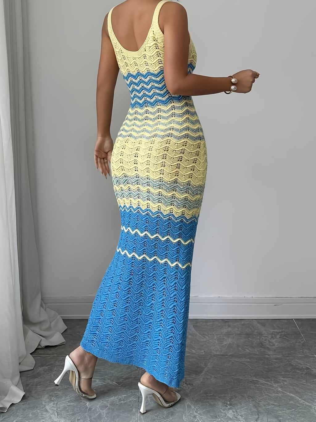 European and American Women's Camisole Maxi Dress with Cut-Out V-Neck Cover-Up