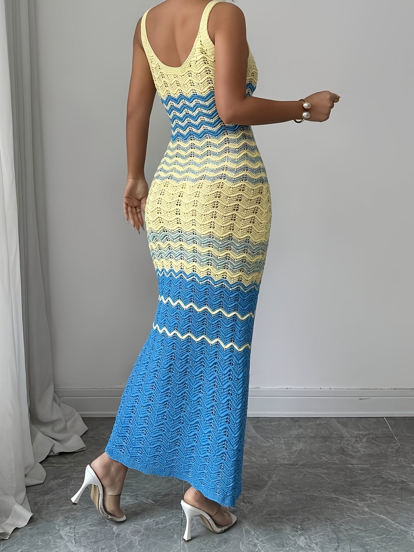 European and American Women's Camisole Maxi Dress with Cut-Out V-Neck Cover-Up