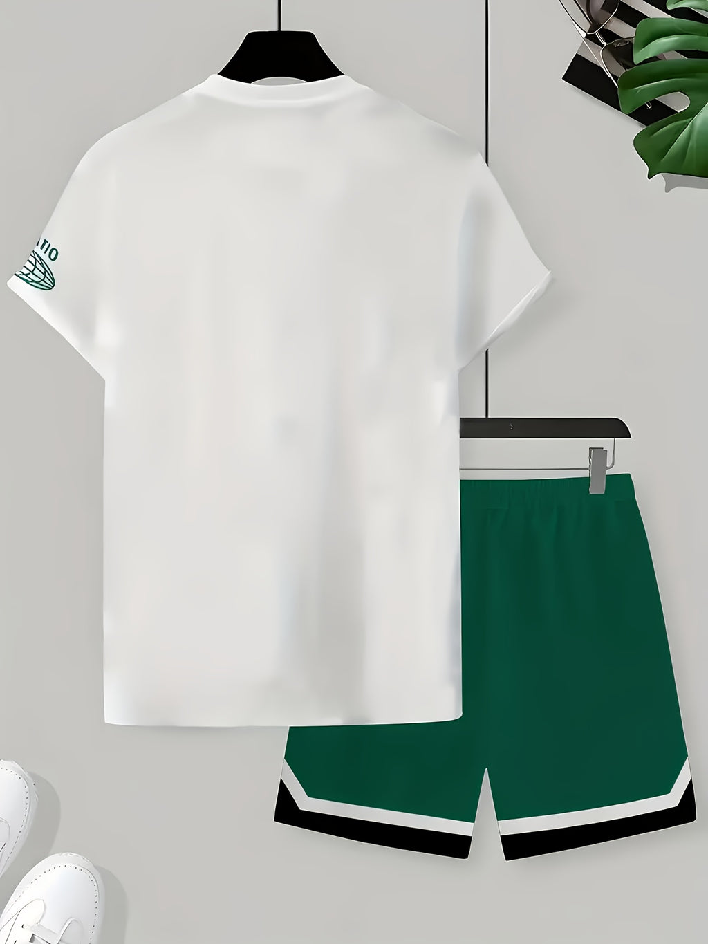 2pcs T-Shirt + Shorts Set, Los Angeles Letter Print, Basketball Training Outfit, 3D Printing Technology, New Upgraded Fabric, Comfortable and Breathable, Suitable for Outdoor Sports & Fitness