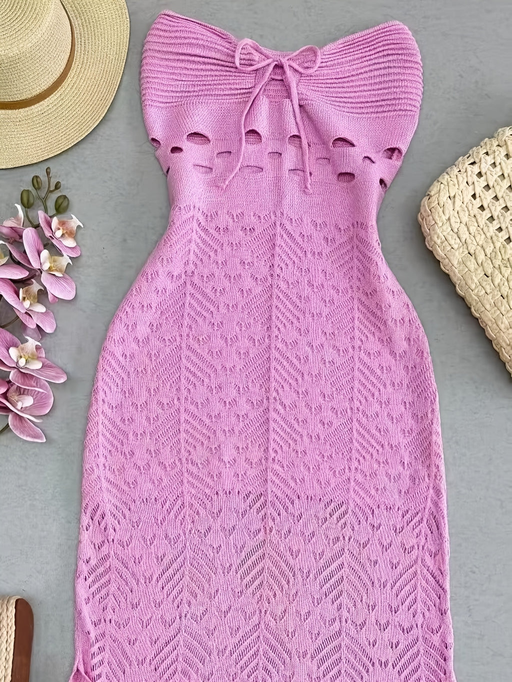 Women's Ribbed Strapless Y2K Party Maxi Dress