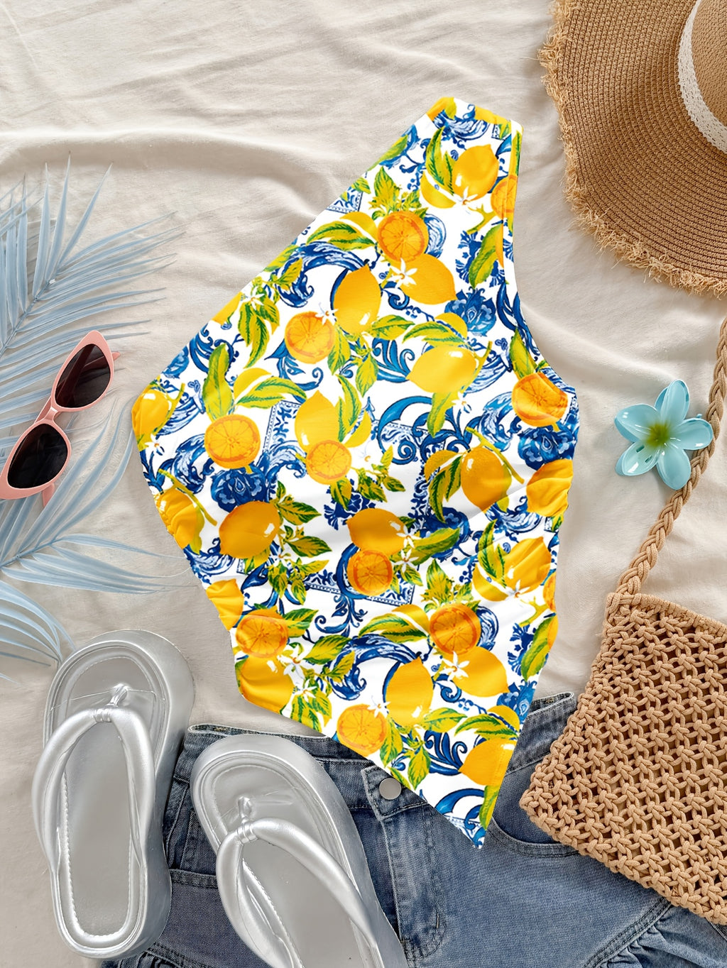 Lemon Print Strapless Mini Top