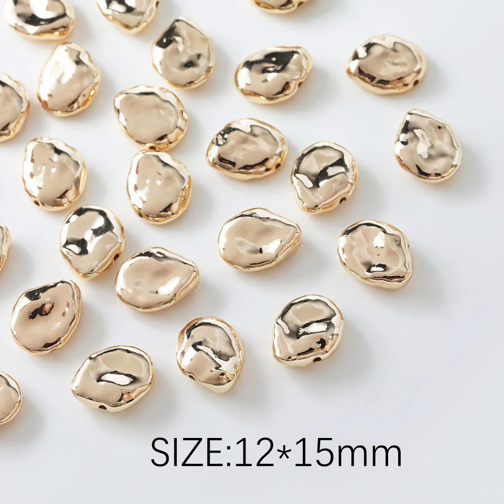 Gold Irregular Beads Charms (4pcs)