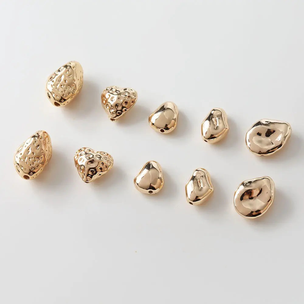 Gold Irregular Beads Charms (4pcs)