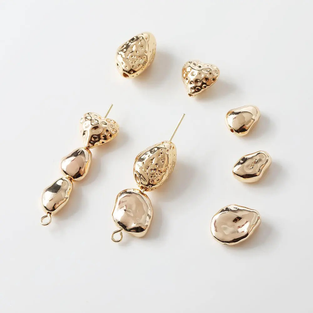 Gold Irregular Beads Charms (4pcs)