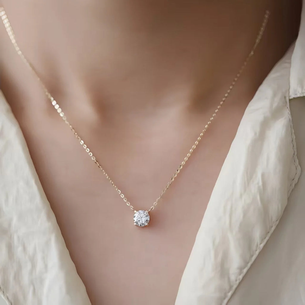 Women's 925 Silver 18K Gold Zircon Clavicle Chain Necklace