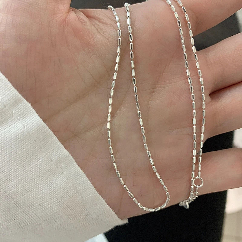 Women's 925 Silver Geometric Bead Shiny Collarbone Necklace