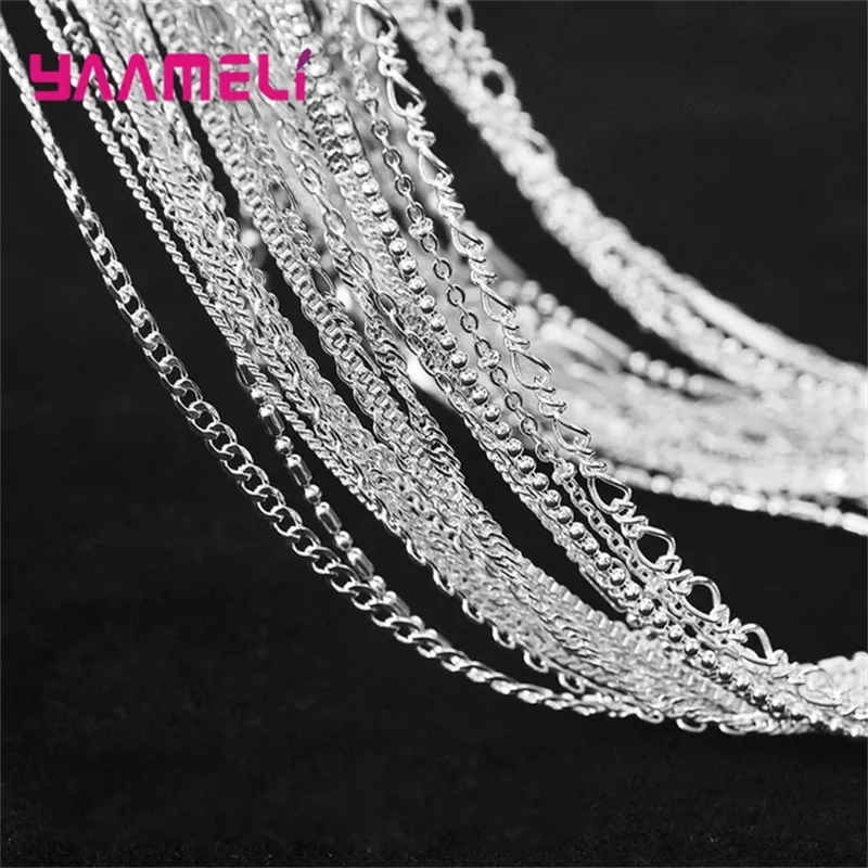 Unisex S925 Sterling Silver Lobster Clasp Chain Necklace 5pcs
