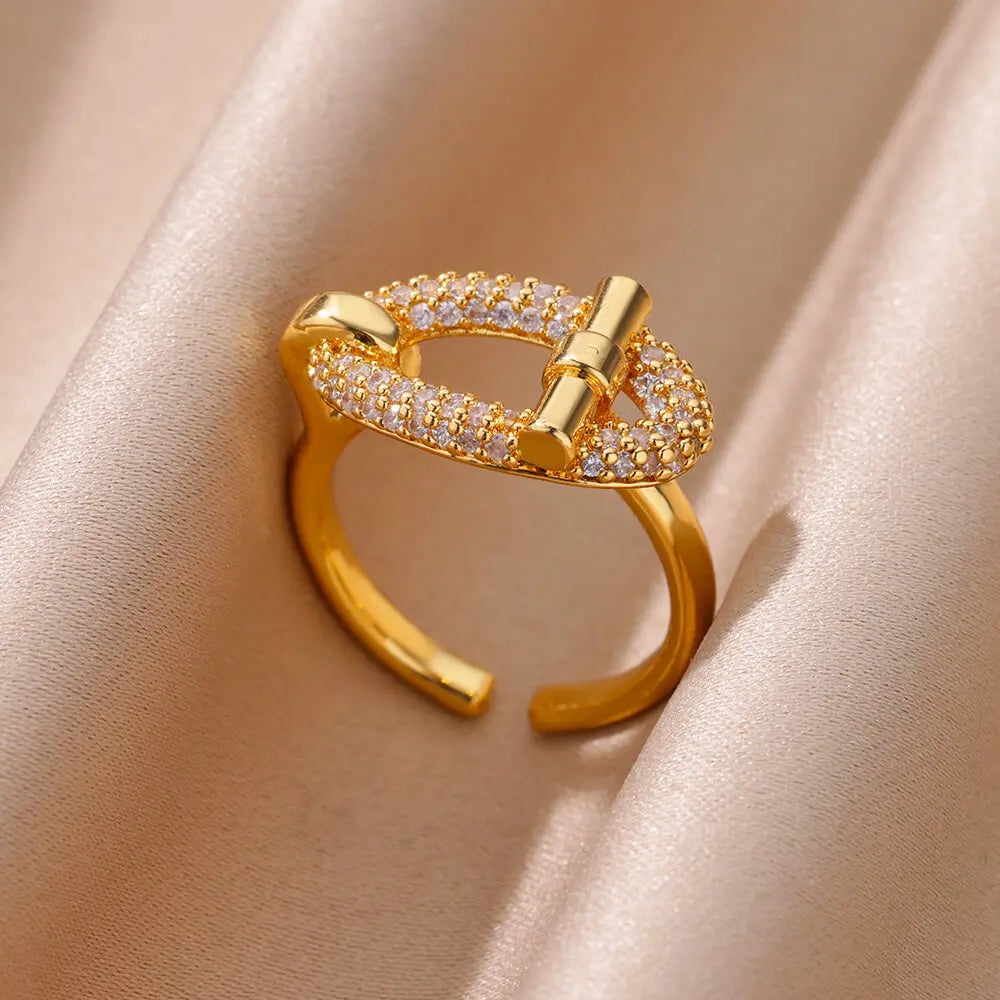 Oval Zircon Open Ring