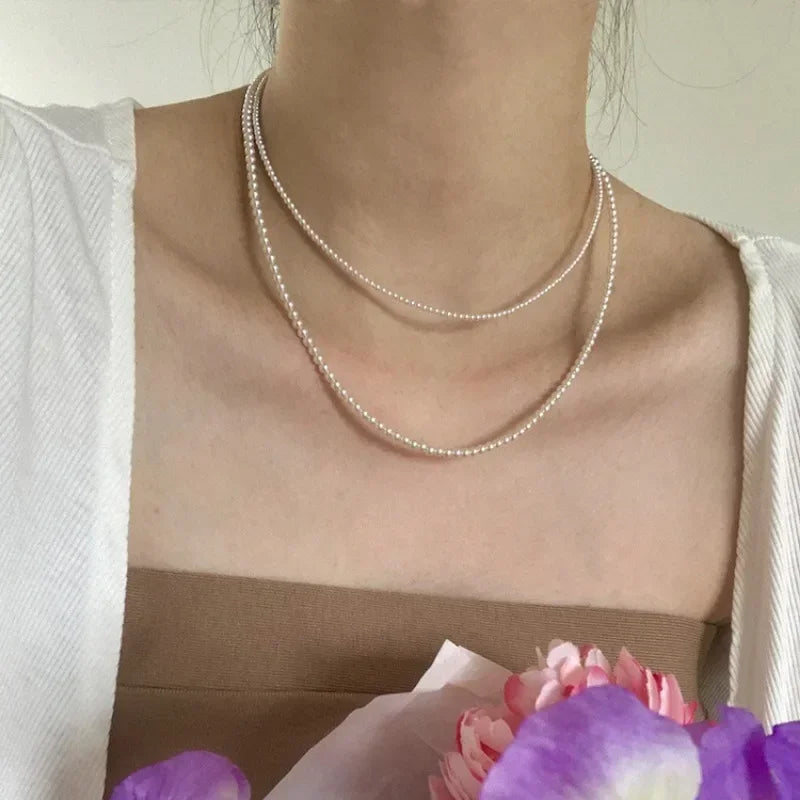 Women's Multi-Size Pearl Beaded Choker Necklace
