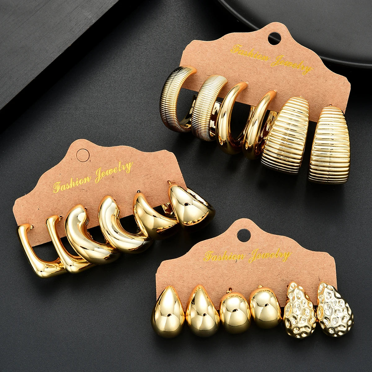 Women's Vintage Punk Waterdrop Hoop Earring Set 18pcs
