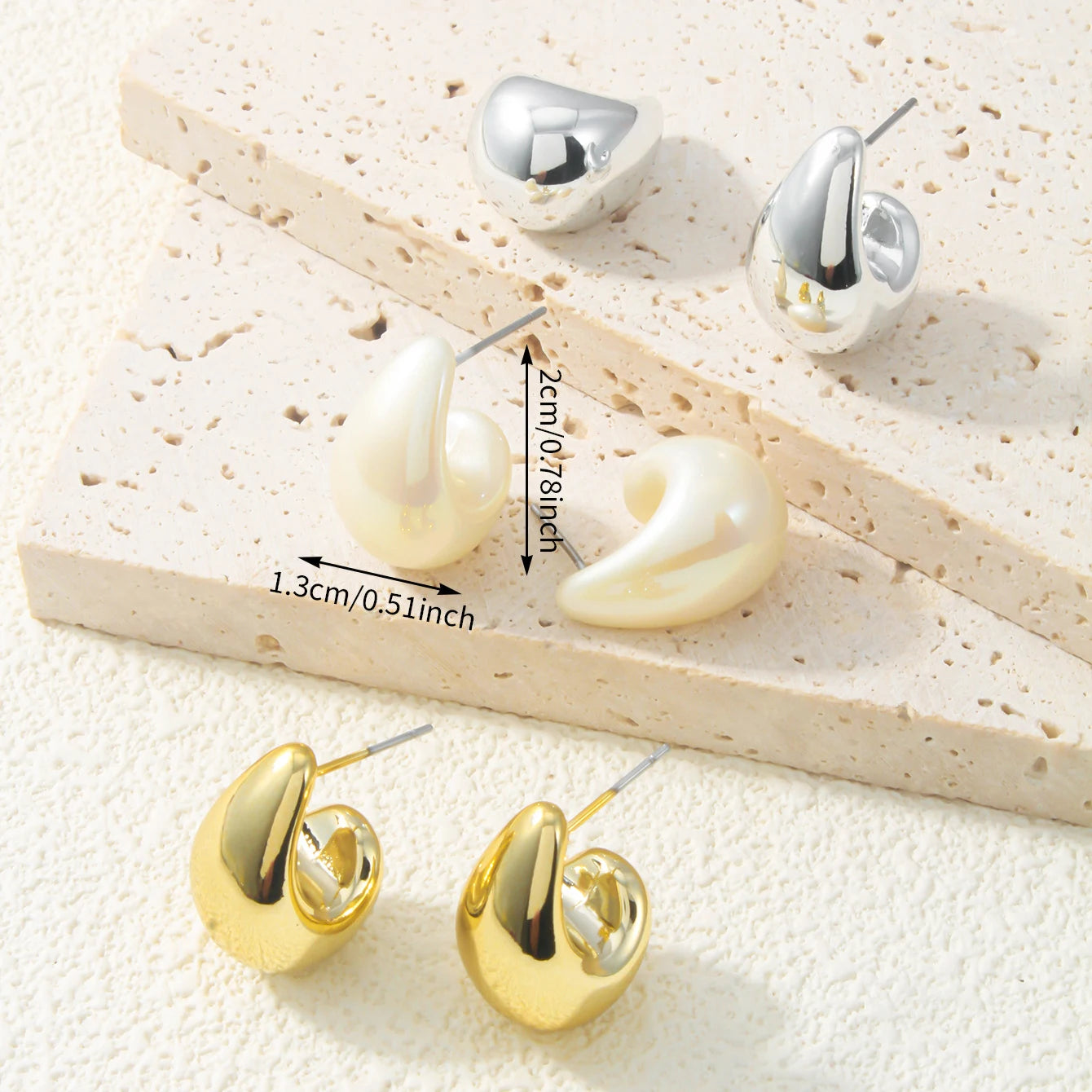 Water Drop Stud Earrings Set