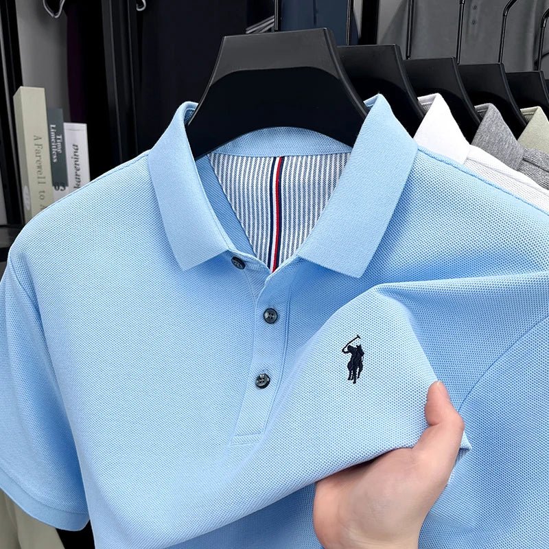 Men's Pony Embroidery Cotton Golf Polo Shirt