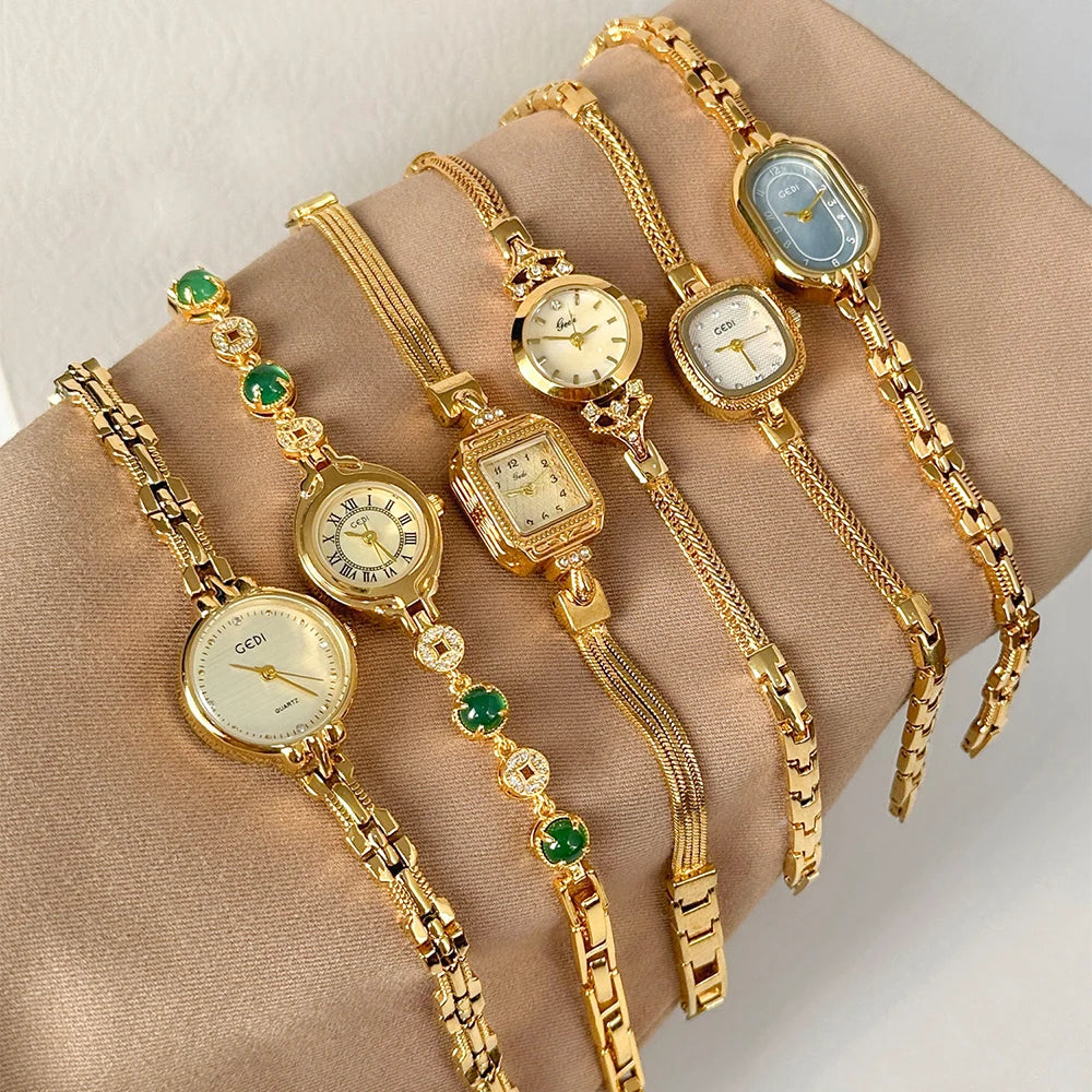 GEDI Gold Watch Elegant 2026 Women Luxury Waterproof Fashionable Wristwatch Quartz Vintage Woman Watches Gift for Girlfriend