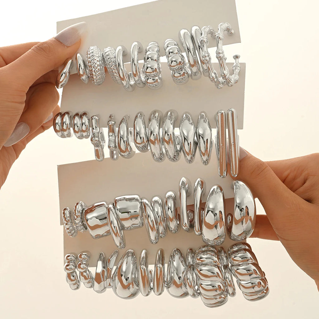 C-Shape Hoop Stud Earrings