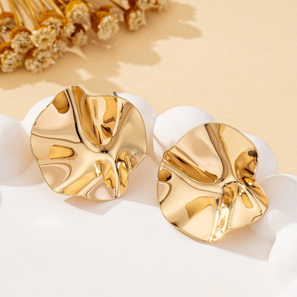 Women's Irregular Round Metal Stud Earrings