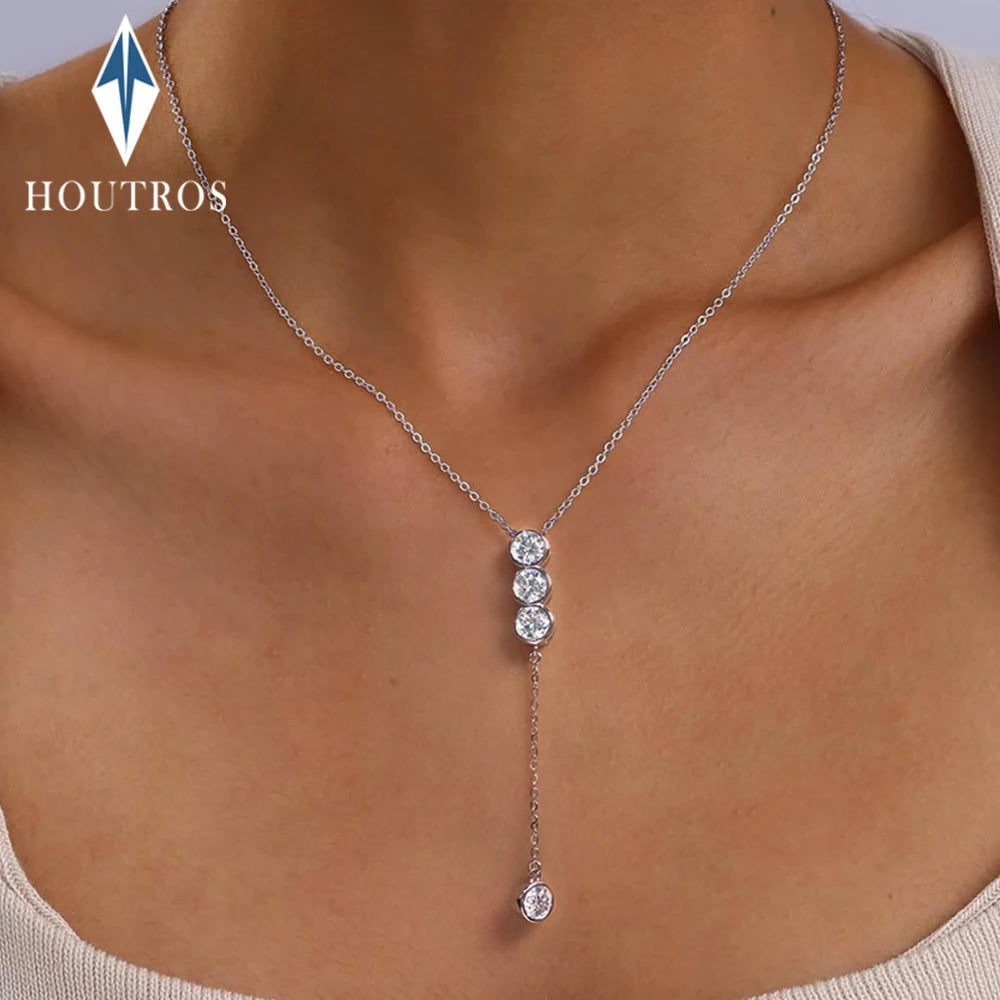 Women's 925 Silver Full Moissanite Bubble Clavicle Necklace