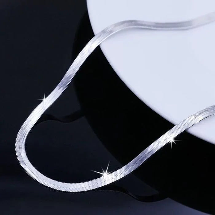 Unisex 925 Sterling Silver 4MM Blade Chain Necklace