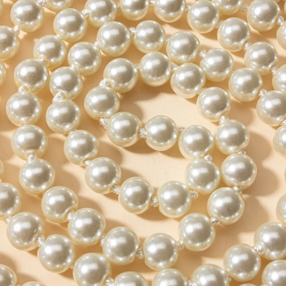 Women's Long Knotted Imitation Pearl Bead Necklace