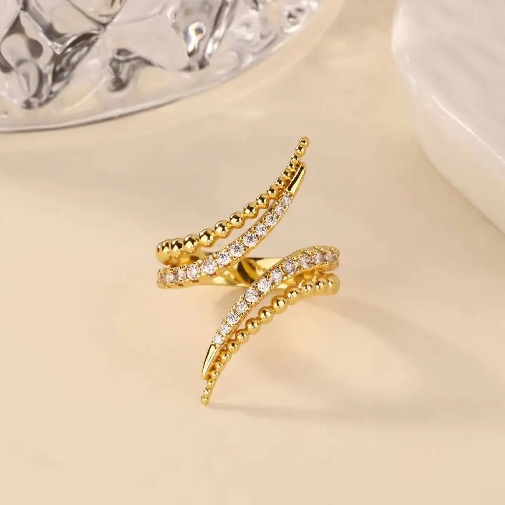 Snake Zirconia Gold Ring