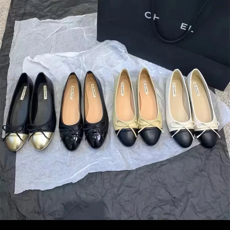 Women’s butterfly-knot loafers, slip-on flats, comfortable and soft-soled.
