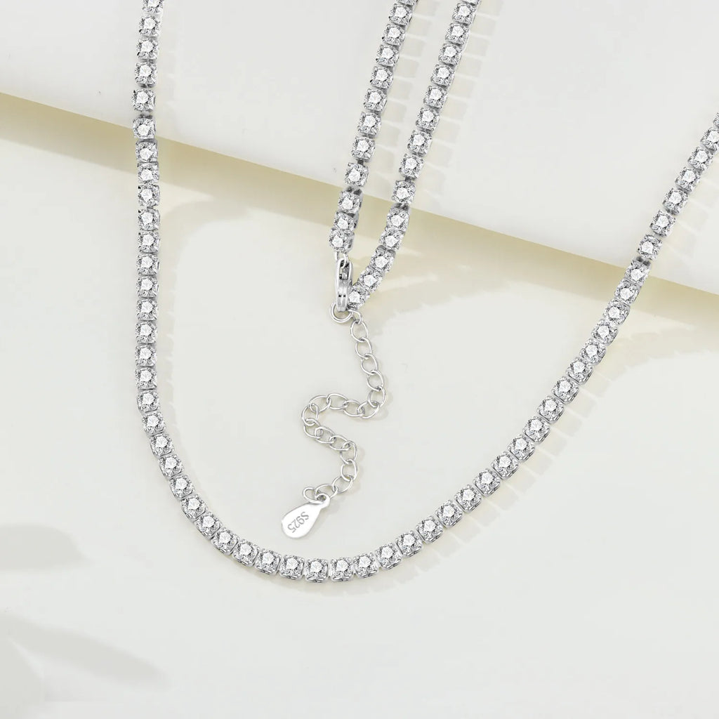 Women's S925 Silver Cubic Zirconia Tennis Chain Necklace