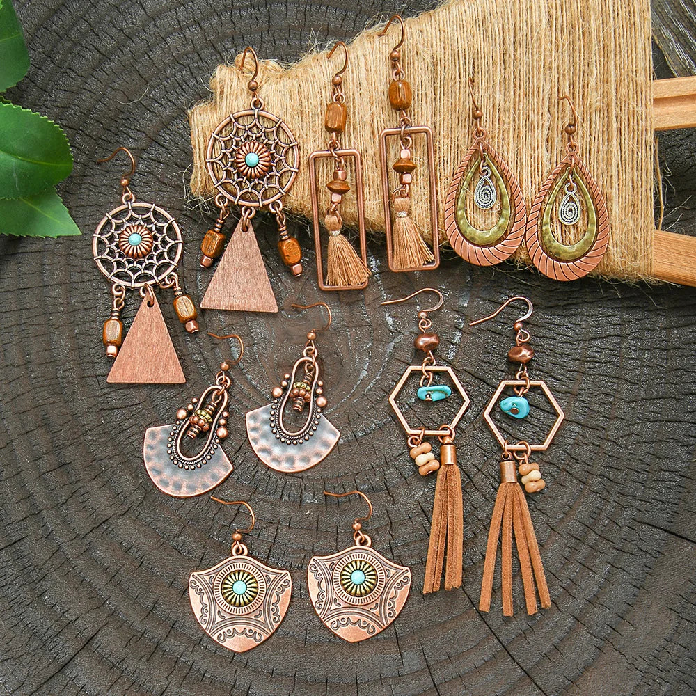 Women's Vintage Bohemian Geometric Dangle Earring Set 22pcs