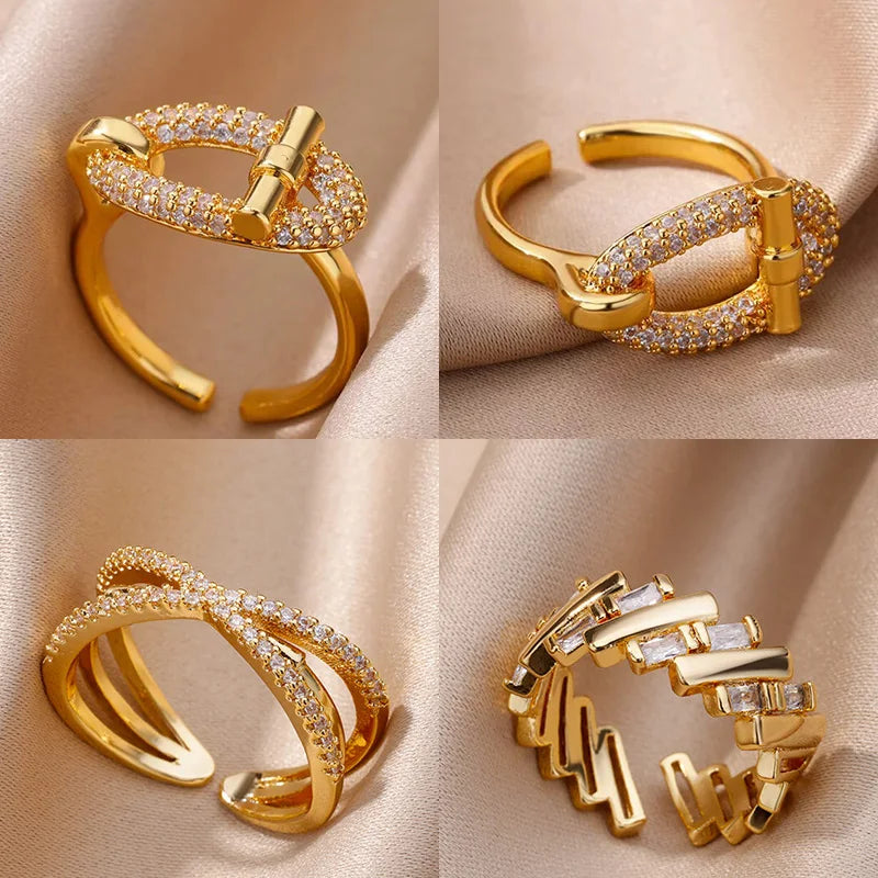 Oval Zircon Open Ring