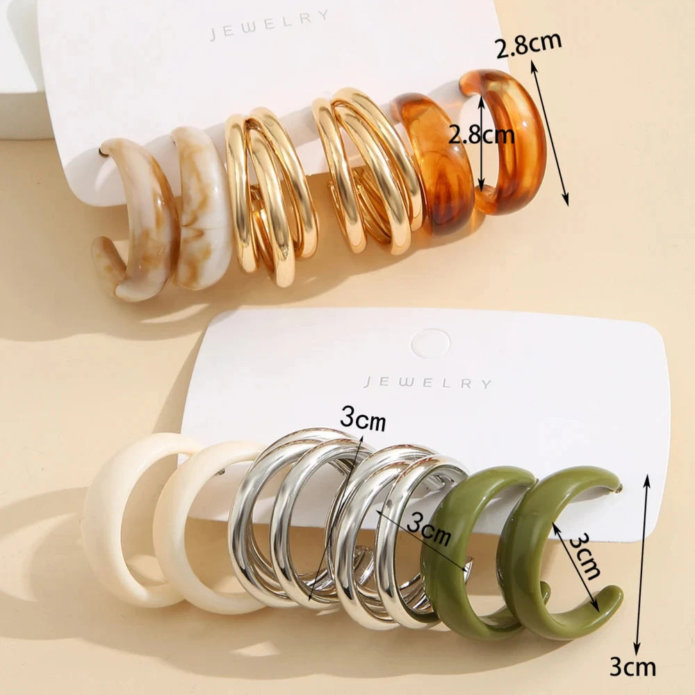 Bohemian Geometry Drop Earrings Set