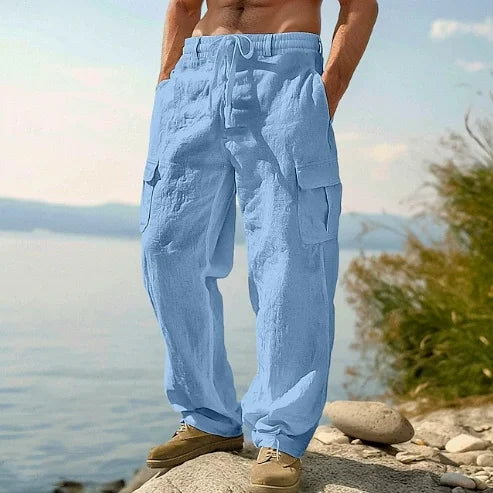 Men's Vintage Multi-Pocket Linen Jogger Pants