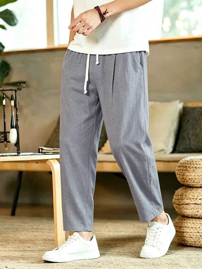 Men's Linen Drawstring Beach Trousers