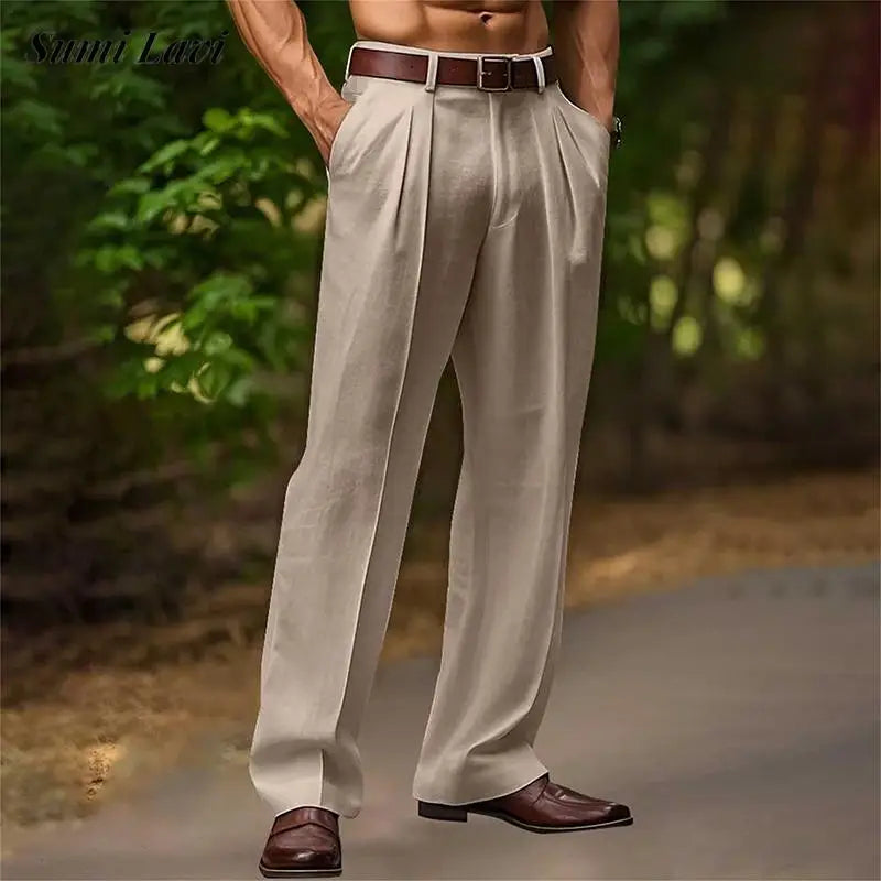 Men's Vintage Loose Linen Trousers
