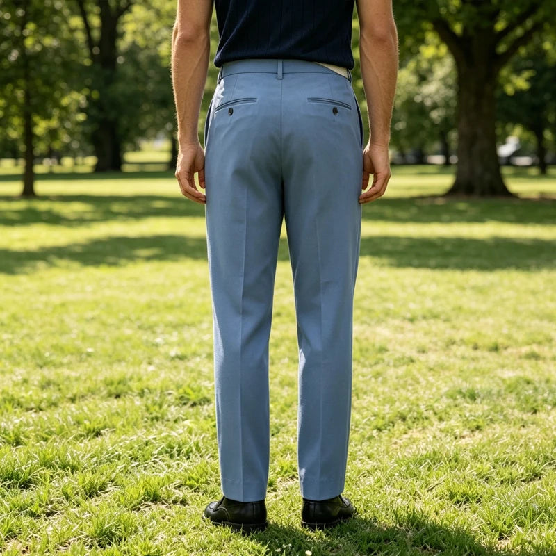 Men's High Waist Pleated Wide Leg Suit Trousers